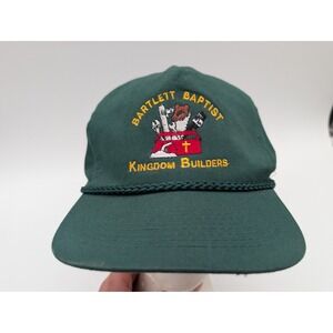 VTG Cobra Caps Bartlett Baptist Kingdom Builders Green Rope Leather Strap Hat